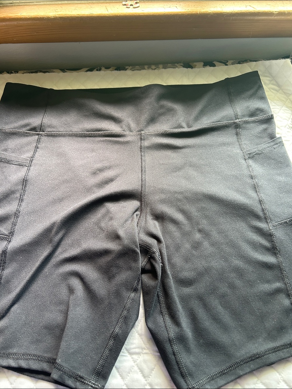High-Waist Black Workout Bike Shorts